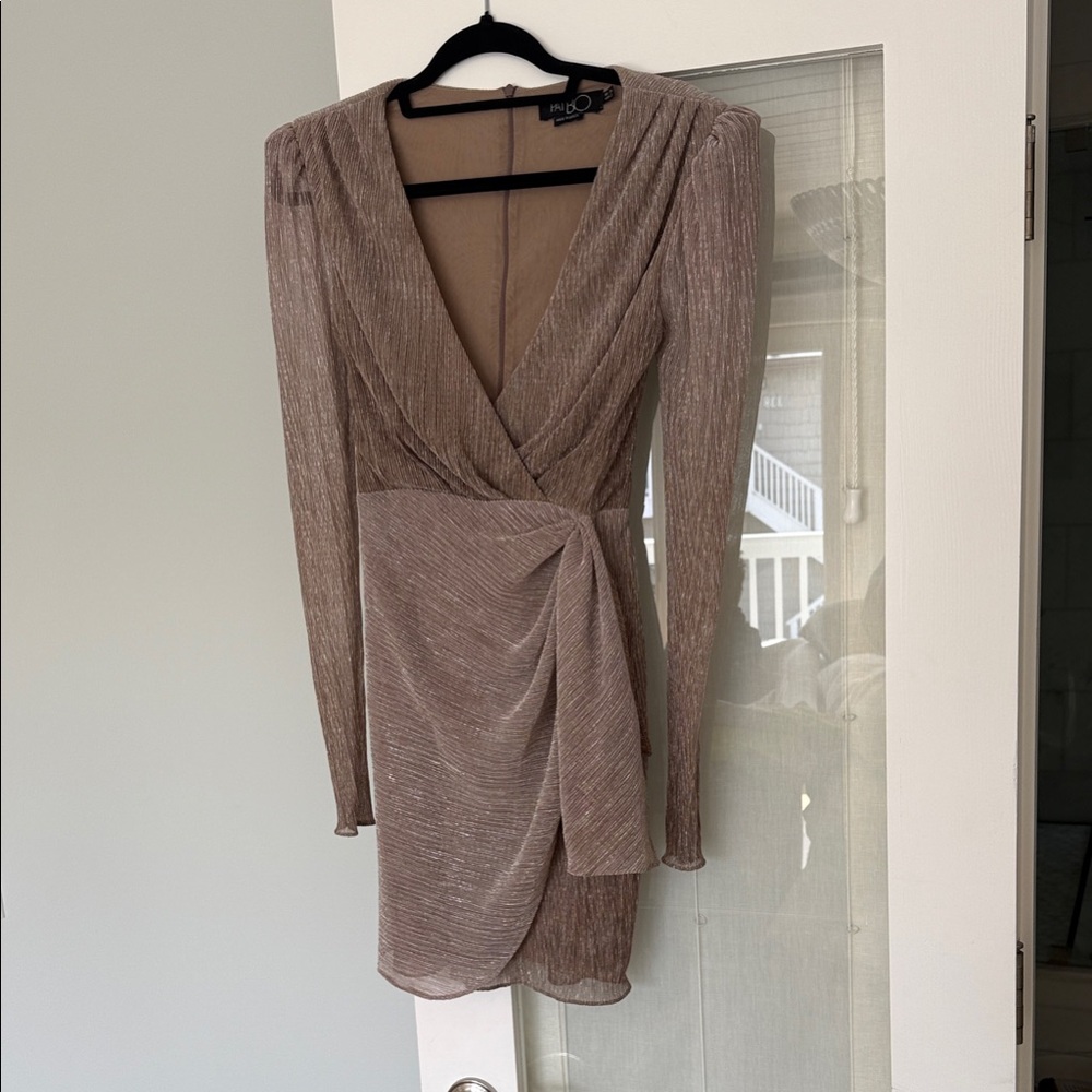 PatBO Shimmering Brown Long-Sleeve Dress